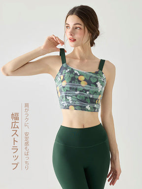 メッシュ ボタニカル柄 パッド付きブラトップ
