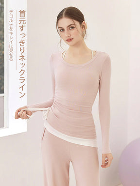 秋冬 配色 アシンメトリーヘム 長袖