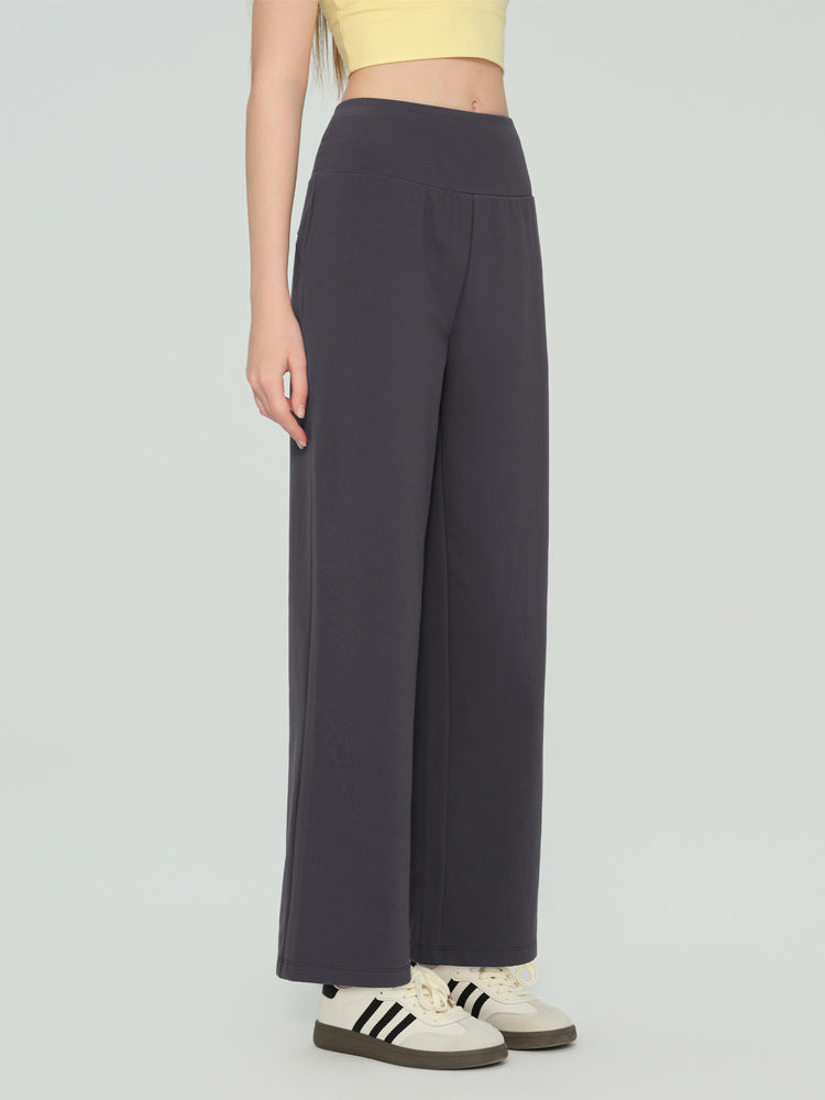 秋冬 裏起毛 ハイウエスト ワイドパンツ ポケット付き