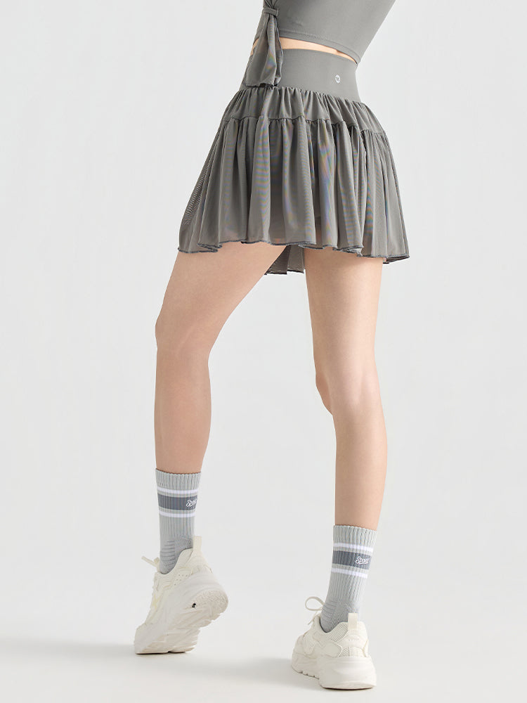 ハイウエスト プリーツ テニススカート インナー付き ポケット付き