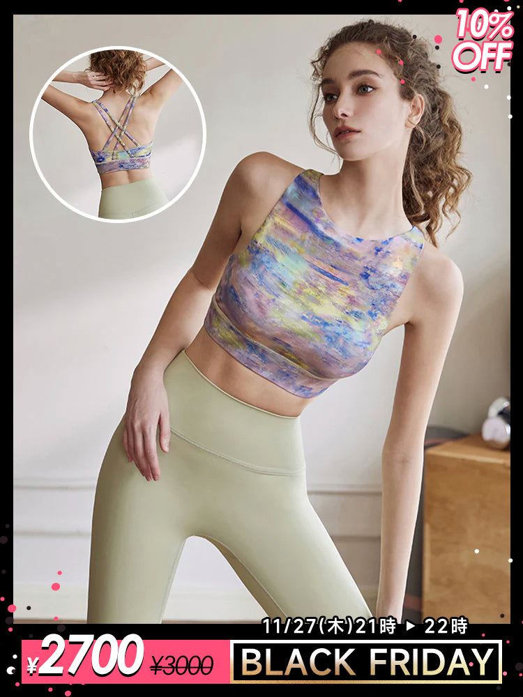 タイダイ柄ブラトップ　バック交差 揺れない