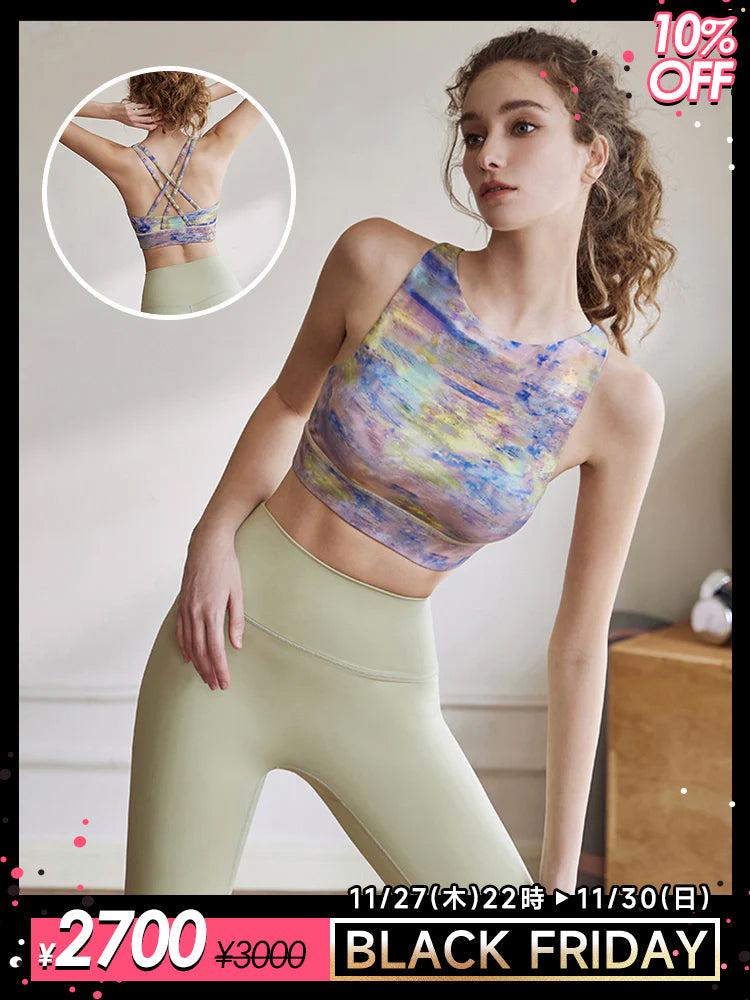 タイダイ柄ブラトップ　バック交差 揺れない