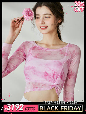 タイダイ柄 オーガンジー 長袖＋スポーツブラ セット