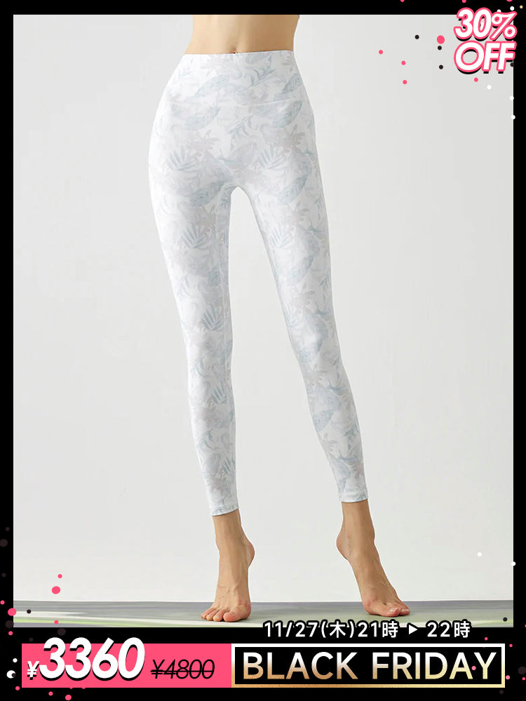 プリント柄 ハイウェスト シームレス レギンス