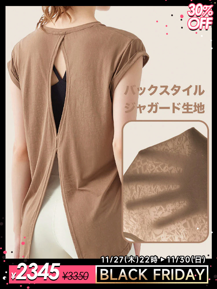 オープンバック 美背 2WAY 半袖 Tシャツ