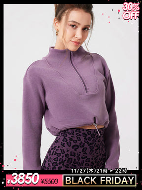 ハーフジップ 裏起毛スポーツスウェット 長袖