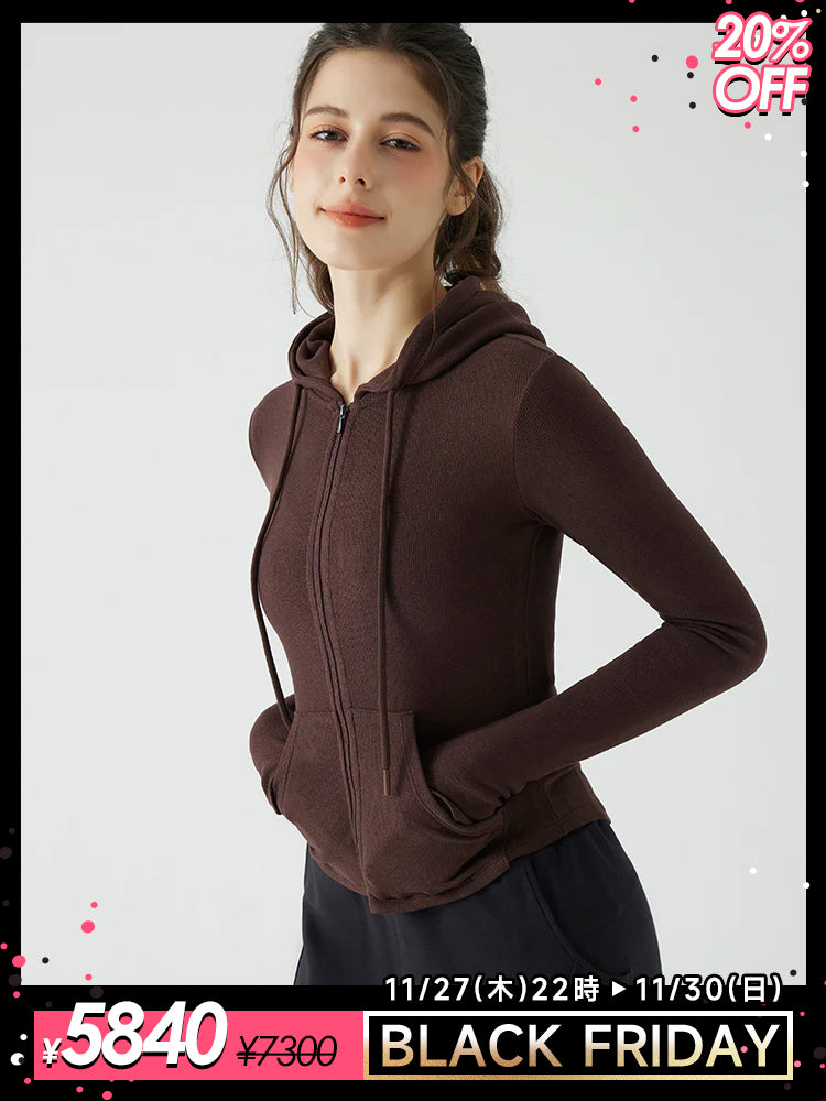 秋冬 スリムフィット フード付き パーカ