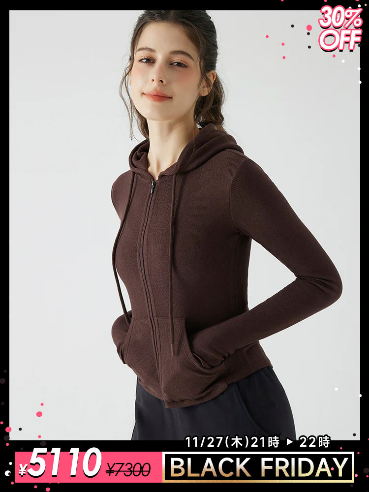 秋冬 スリムフィット フード付き パーカ