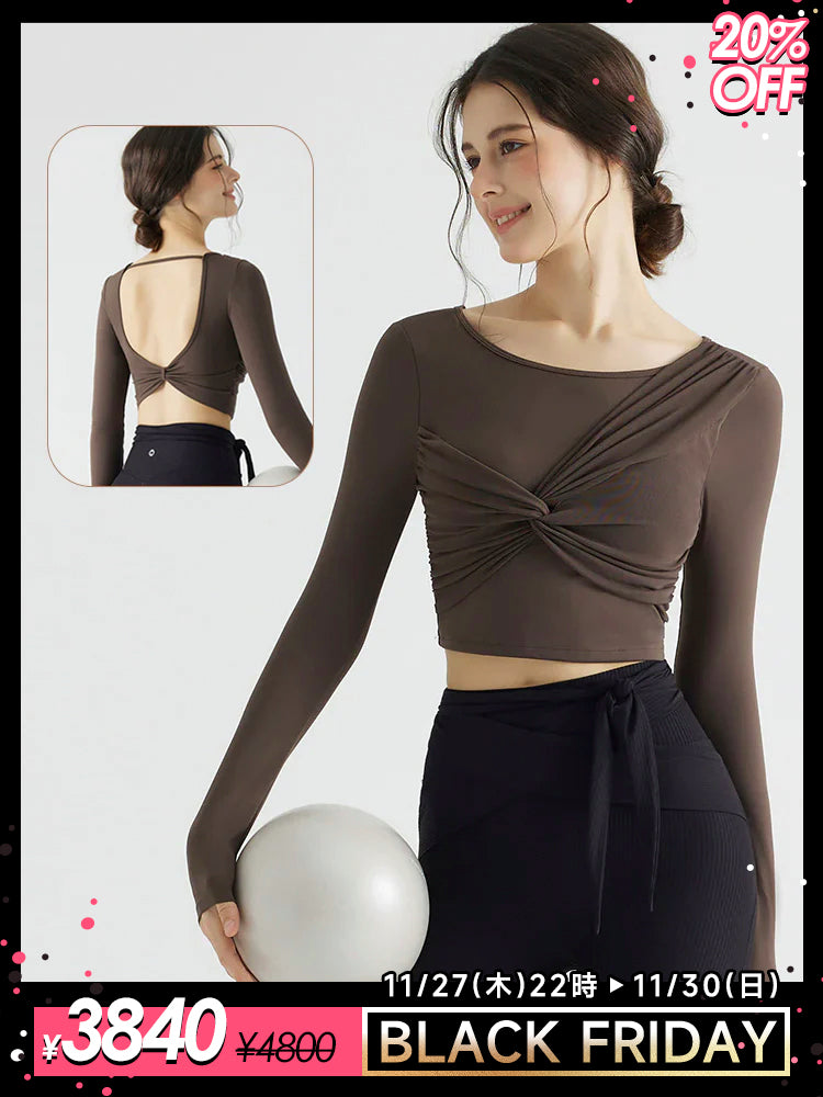 背中見せ 蝶結び風 長袖 パッド付き