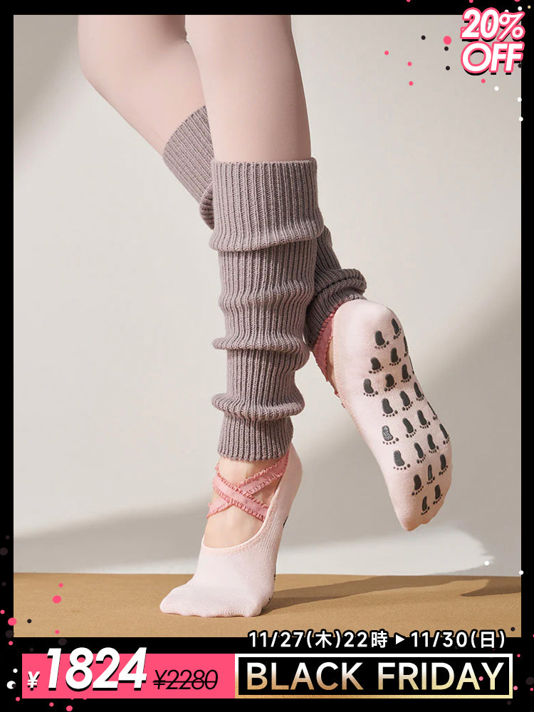 厚手 ハイソックス 滑り止める付き ピラティス靴下 レッグウォーマー付きソックス