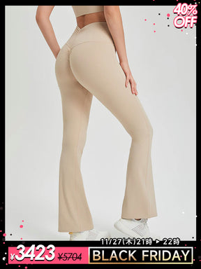 バックシャーリング入り フレア レギンス