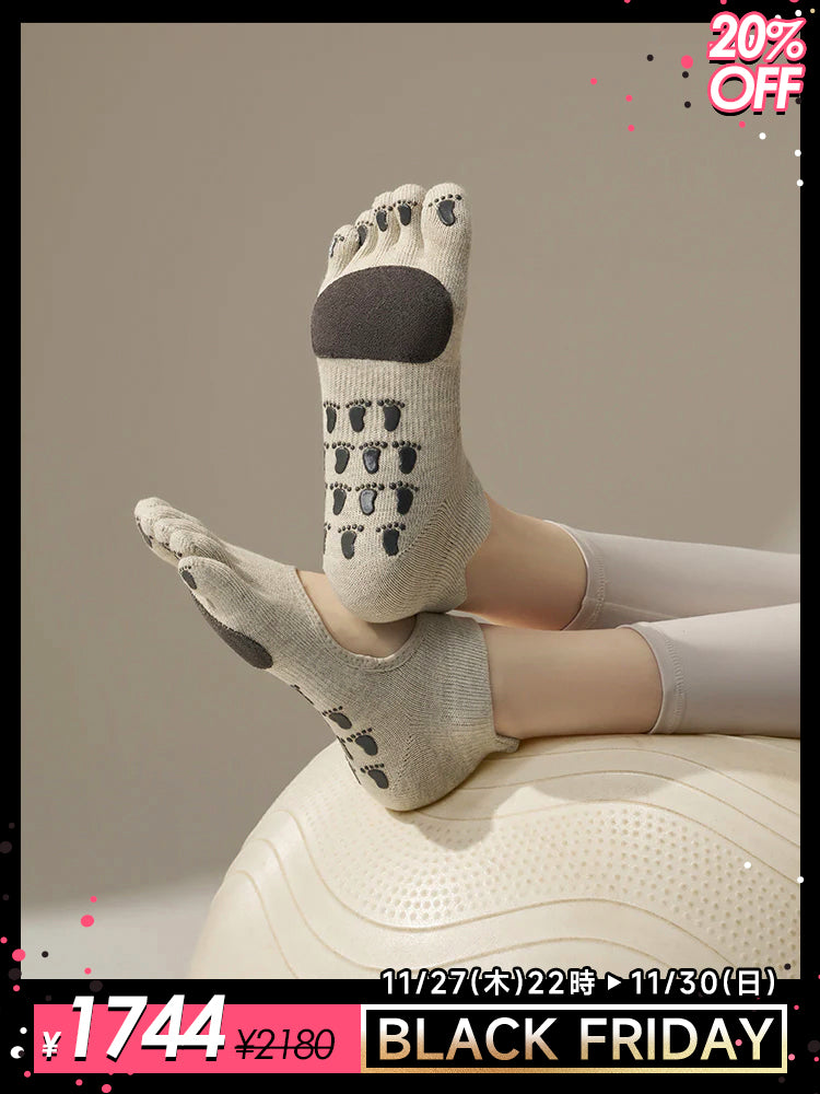 本革 滑り止める付き 甲あき 5本指ソックス