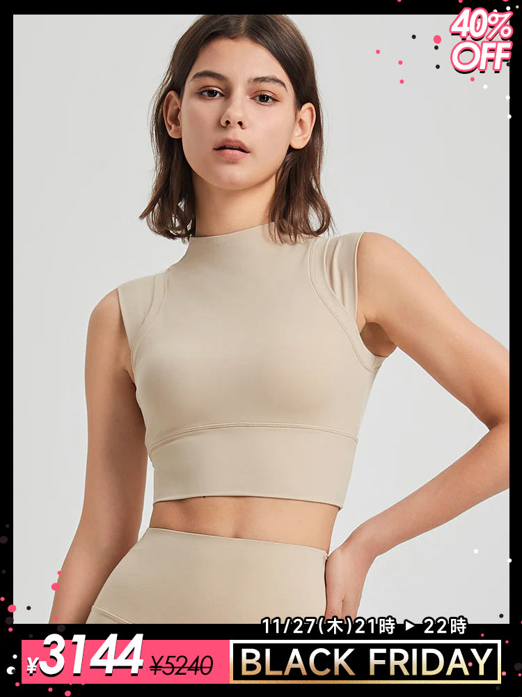 Y2K ハイネック クロップド タンクトップ