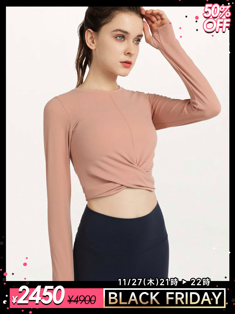 裾ねじり長袖シャツ