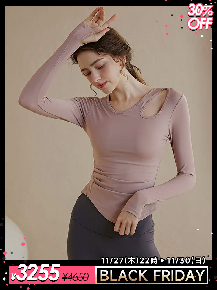 パッド付き 長袖Tシャツ 指穴付き 長袖