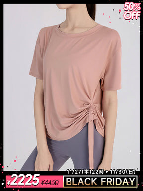 サイドシャーリング入り 半袖Tシャツ 吸湿速乾 ランニングウェア