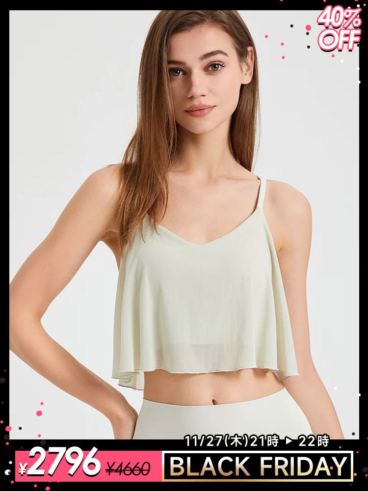 裾 フリル メッシュ キャミソール