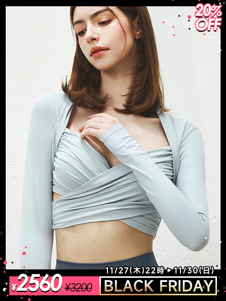 パット付き ヨガウェア ショート丈 フロントクロス