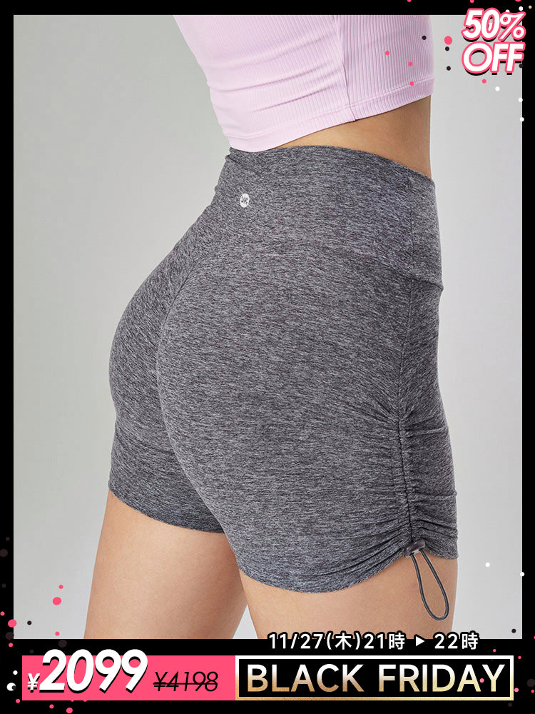 ヒップアップ キュロットパンツ サイドシャーリング入り