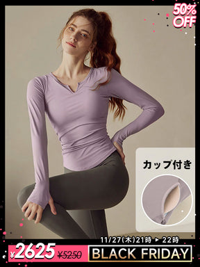 パッド付き長袖 ランドヘム 細身