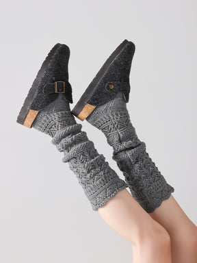 秋冬 ニット 透かし編みソックス