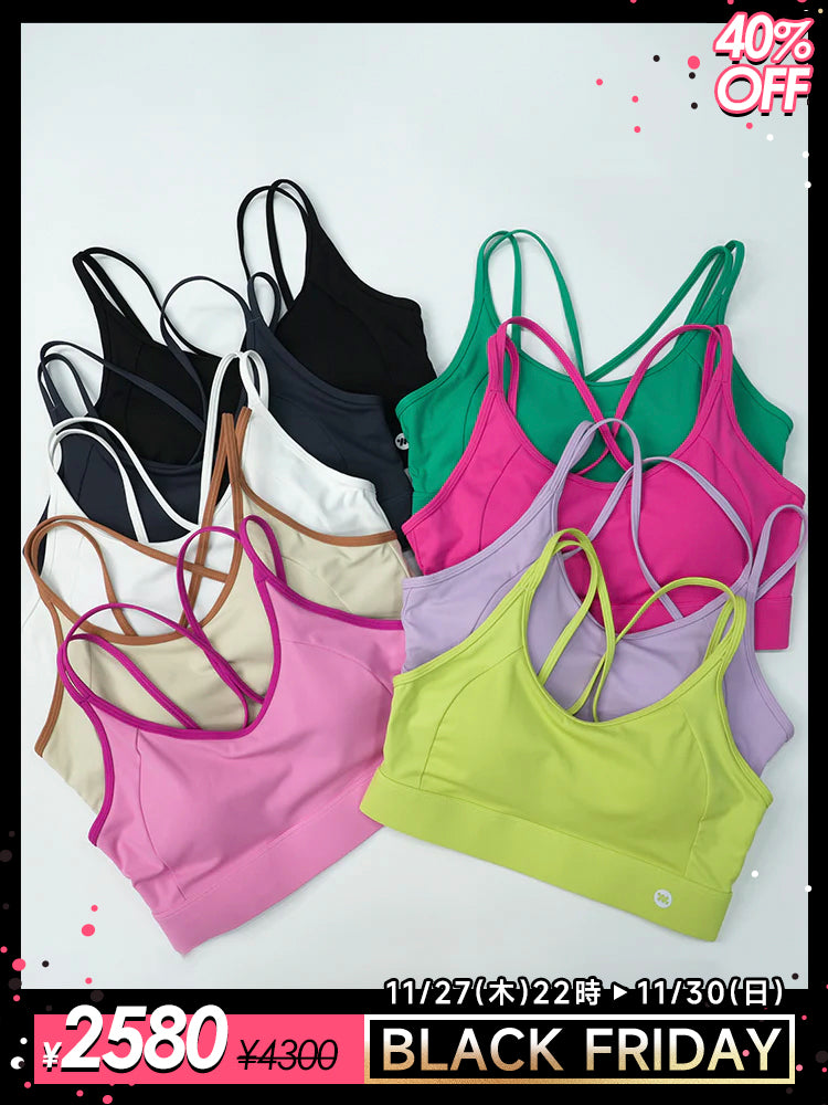 Uネックスポーツブラ クロスバック ハイサポート