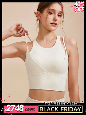 フェイクレヤードスポーツブラ 防振 ダブルストラップ