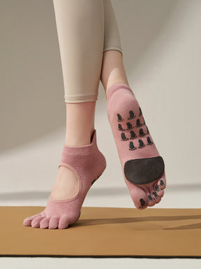 本革 滑り止める付き 甲あき 5本指ソックス