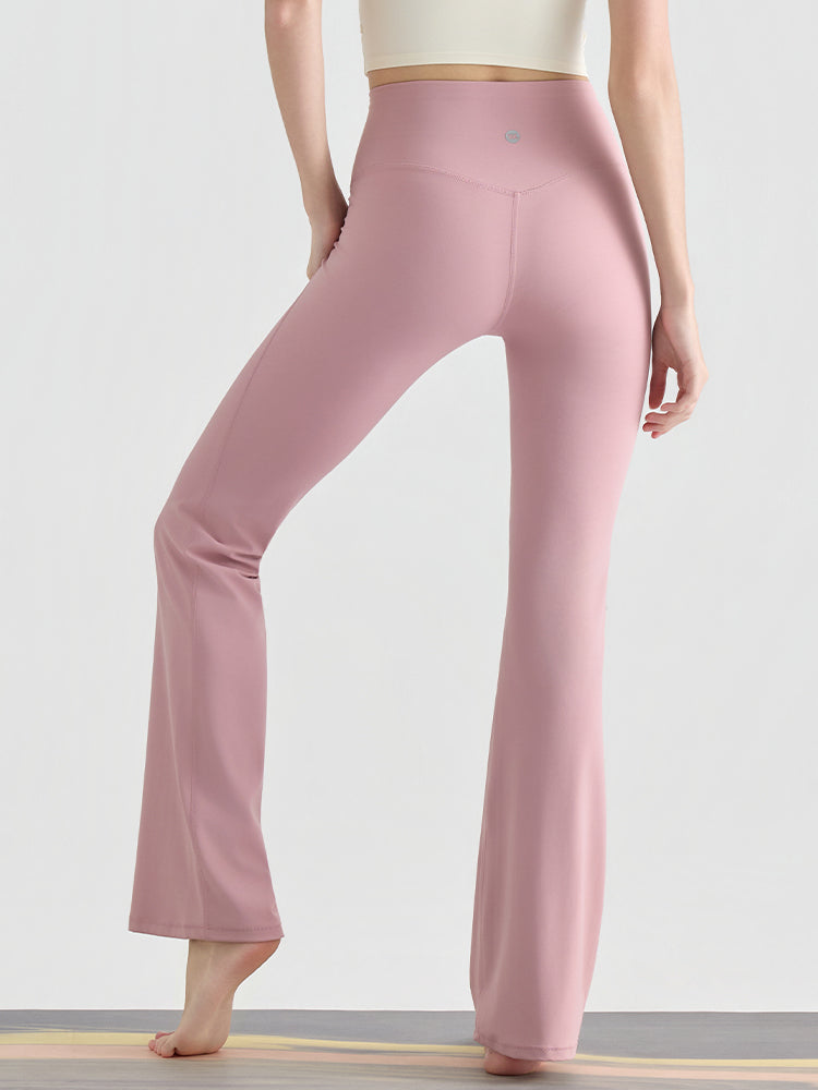 美脚見え ハイウエスト フレアレギンス ポケット付き