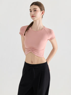 7A抗菌 フロントギャザー クロップドTシャツ