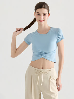 7A抗菌 フロントギャザー クロップドTシャツ