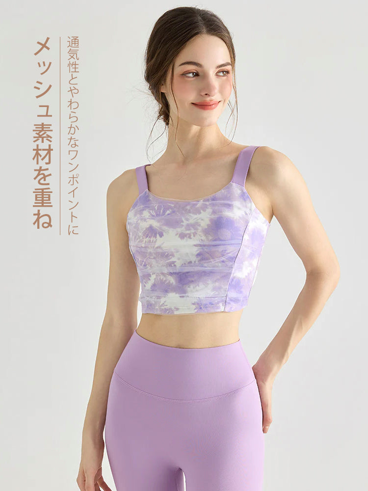 花柄 メッシュ ブラトップパッド付き