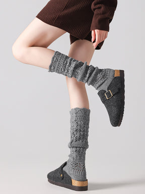 秋冬 ニット 透かし編みソックス