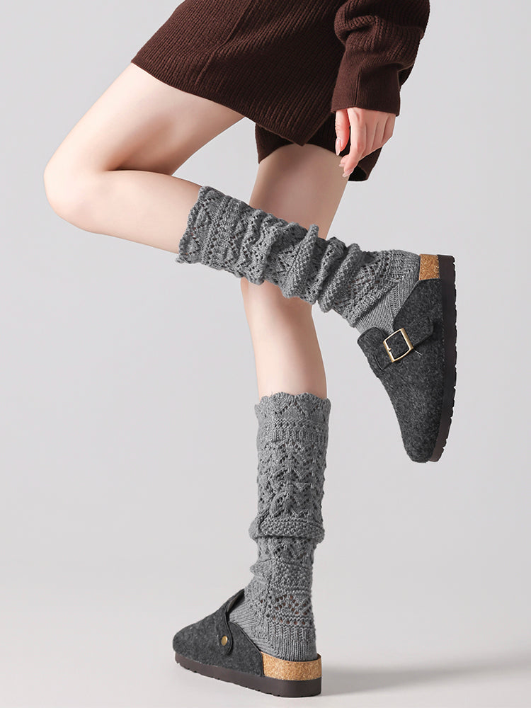 秋冬 ニット 透かし編みソックス