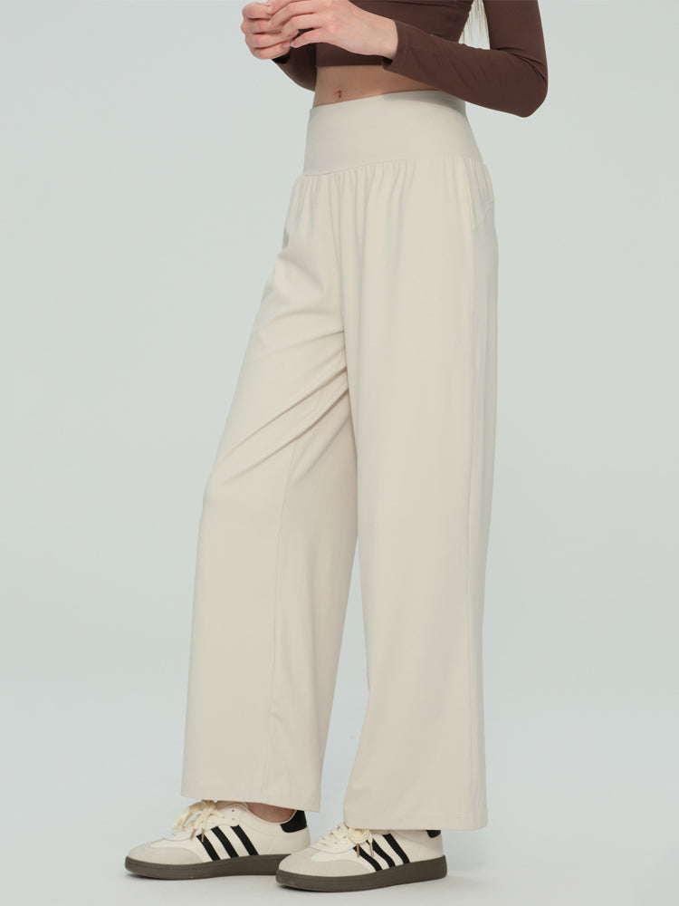 秋冬 裏起毛 ハイウエスト ワイドパンツ ポケット付き