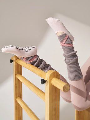 厚手 ハイソックス 滑り止める付き ピラティス靴下 レッグウォーマー付きソックス