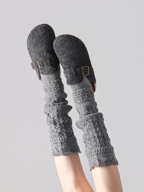 秋冬 ニット 透かし編みソックス