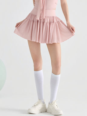 ハイウエスト プリーツ テニススカート インナー付き ポケット付き