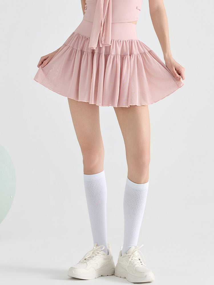 ハイウエスト プリーツ テニススカート インナー付き ポケット付き