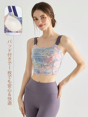 メッシュ タイダイ柄 パッド付きブラトップ