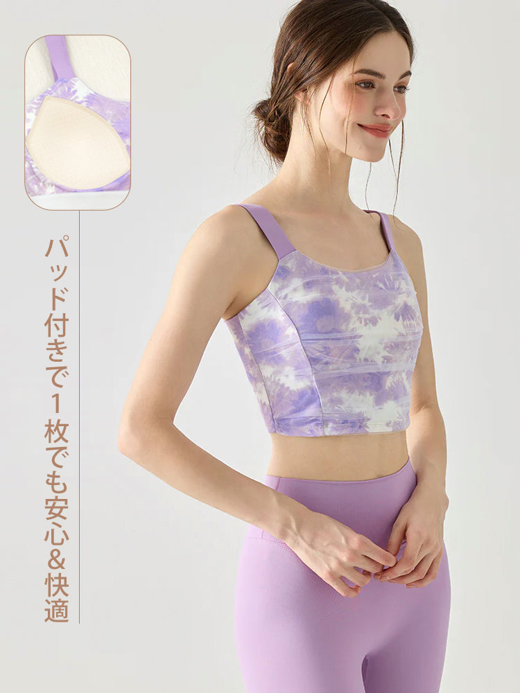 花柄 メッシュ ブラトップパッド付き