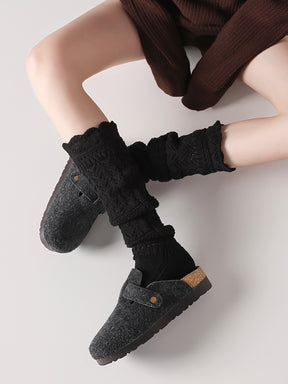 秋冬 ニット 透かし編みソックス