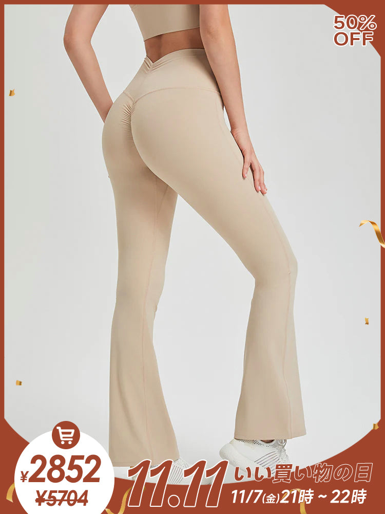 バックシャーリング入り フレア レギンス