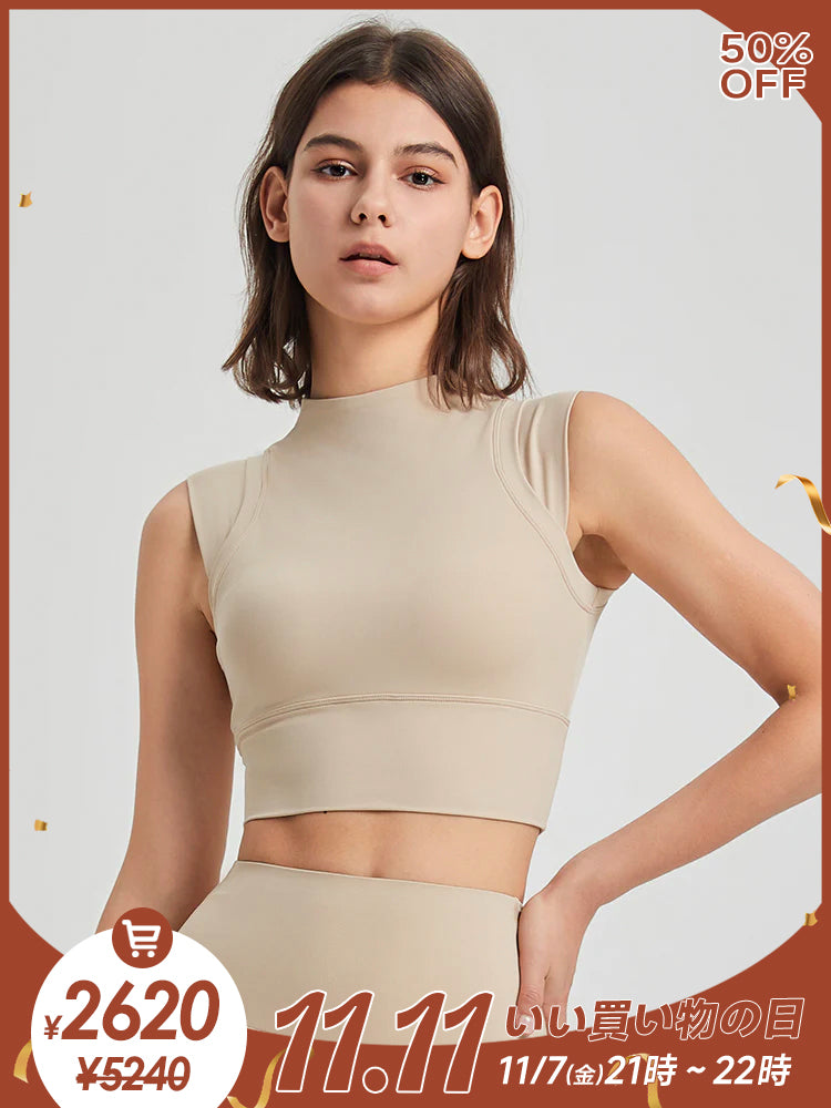 Y2K ハイネック クロップド タンクトップ