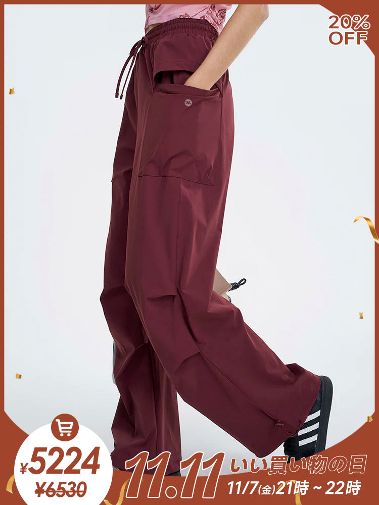 カジュアル ウエストゴム ワイドカーゴパンツ