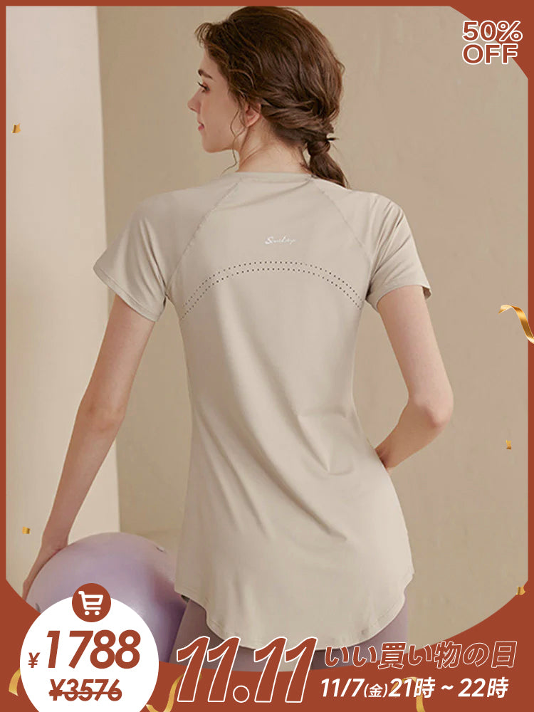 ロング丈 半袖シャツ 着痩せ