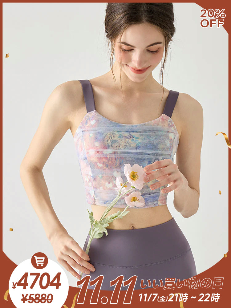 メッシュ タイダイ柄 パッド付きブラトップ