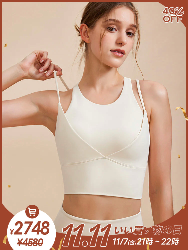 フェイクレヤードスポーツブラ 防振 ダブルストラップ