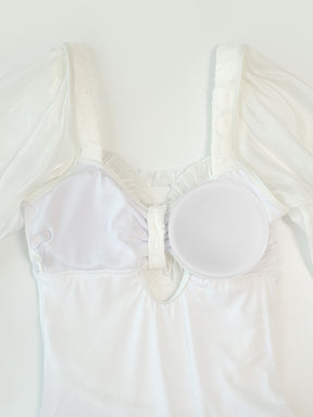 パフ長袖 フリルショーツ 露出控え ワンピース お洋服っぽい水着