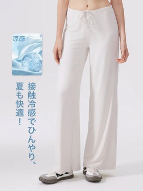 接触冷感 抗菌素材 薄手 ゆったり ワイトパンツ